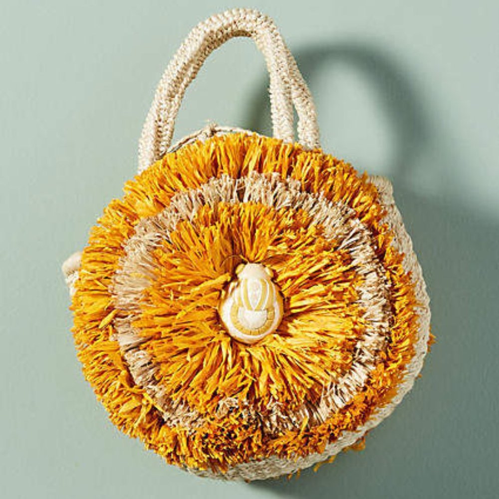 Aranaz Fringed Clarita Beetle Round Tote- Anthro